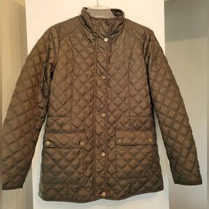 Lucky Brand Quilted Jacket Olive Green Women's M Full Zip Pockets NWOT